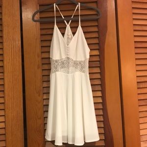 Skater style white dress with lace